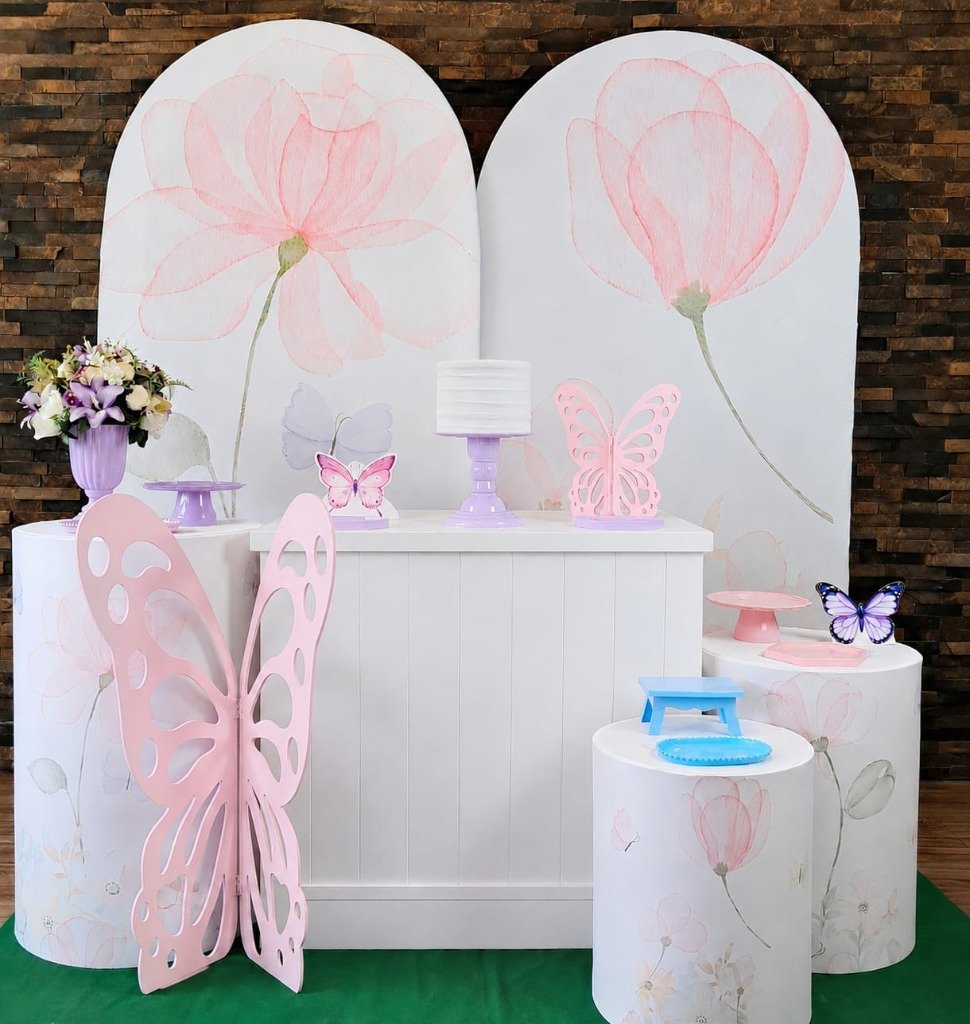 Decoração Borboletas – painéis florais rosa e lilás